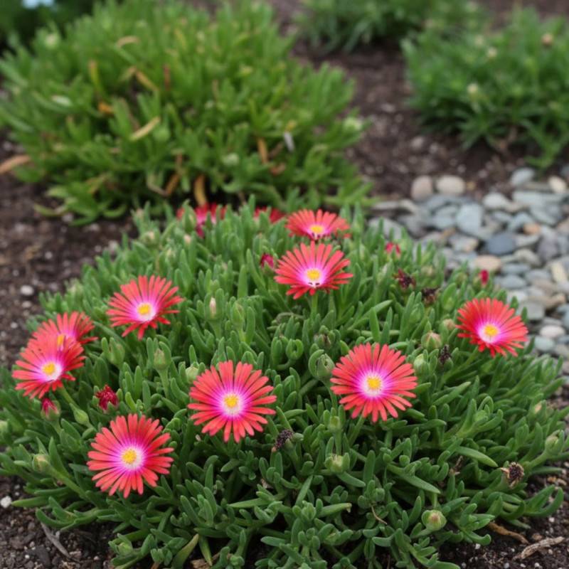 Delosperma Jewel of Desert Garnet®, Pourpier vivace à fleurs Rouge/ - feuillage Persistant - Godet - 5/20 cm - Image 4