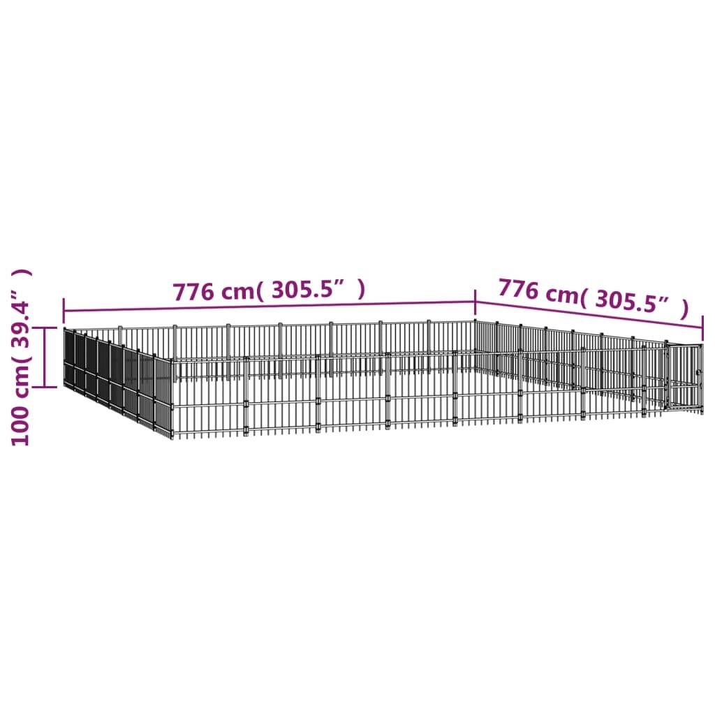 Vidaxl - Chenil d'extérieur pour chiens Acier 60,22 m² vidaXL 3124656 - Image 6