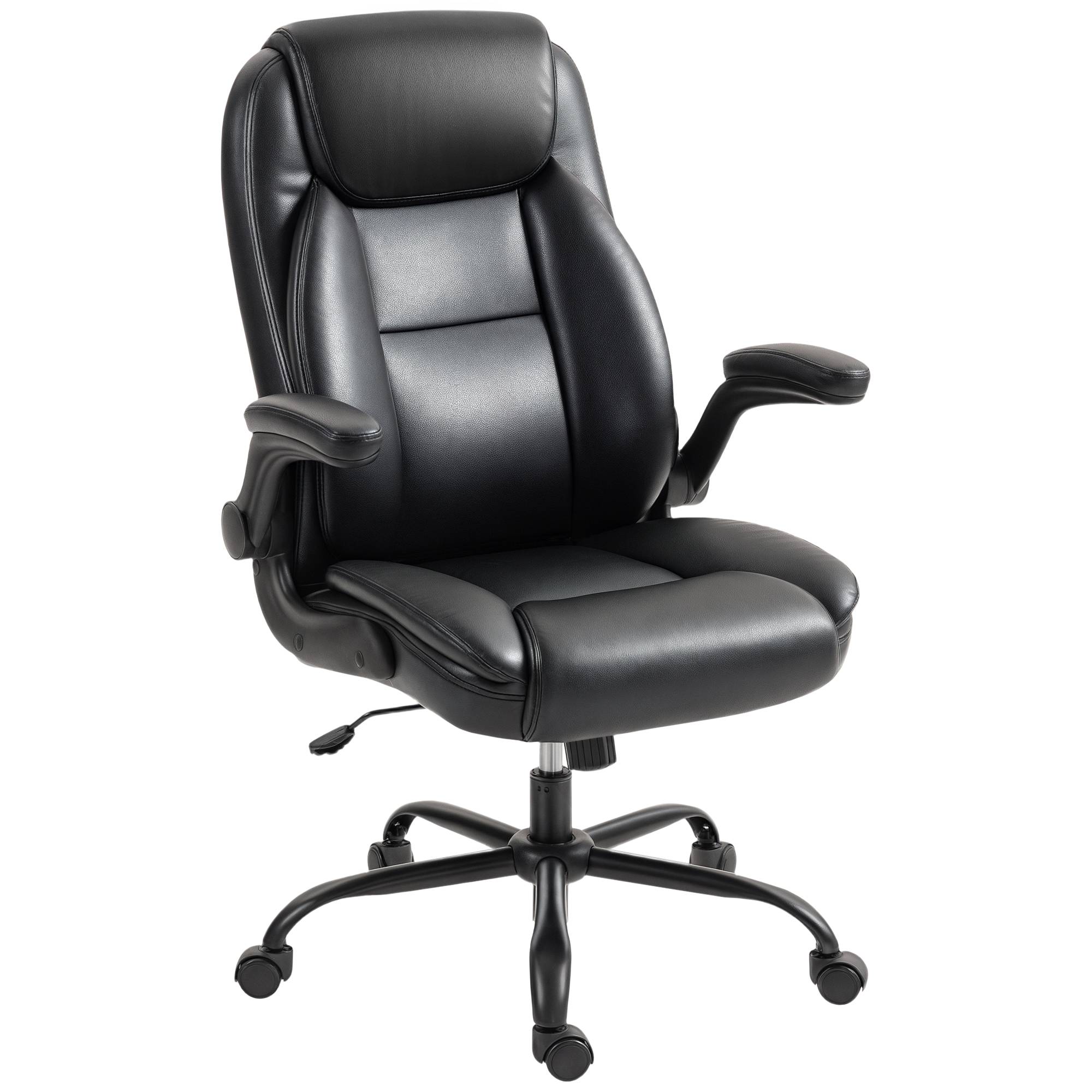 Sans Marque - Fauteuil de bureau avec accoudoirs relevables, chaise de bureau ergonomique, hauteur réglable, fonction de bascule, noir - Image 2