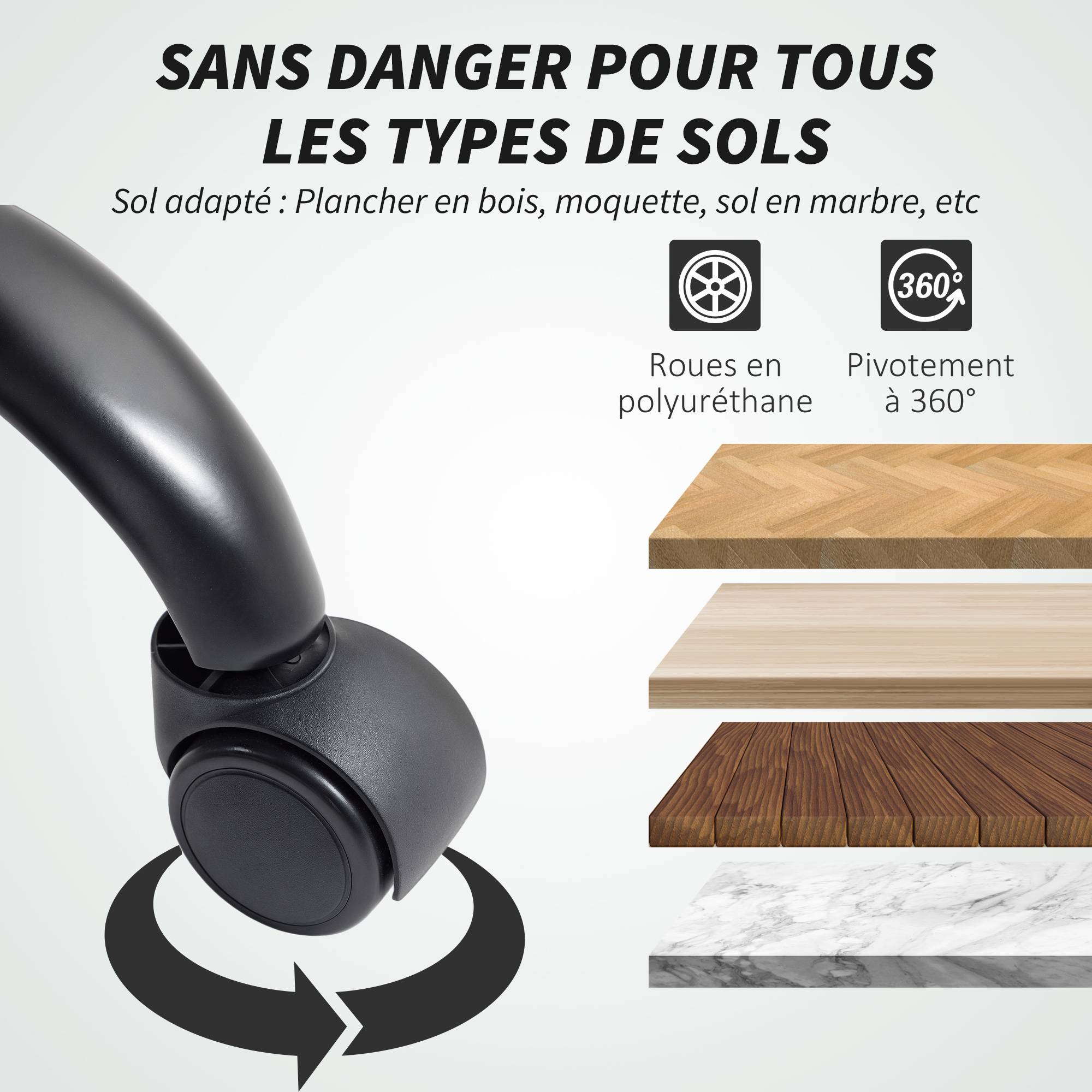 Sans Marque - Fauteuil de bureau avec accoudoirs relevables, chaise de bureau ergonomique, hauteur réglable, fonction de bascule, noir - Image 10