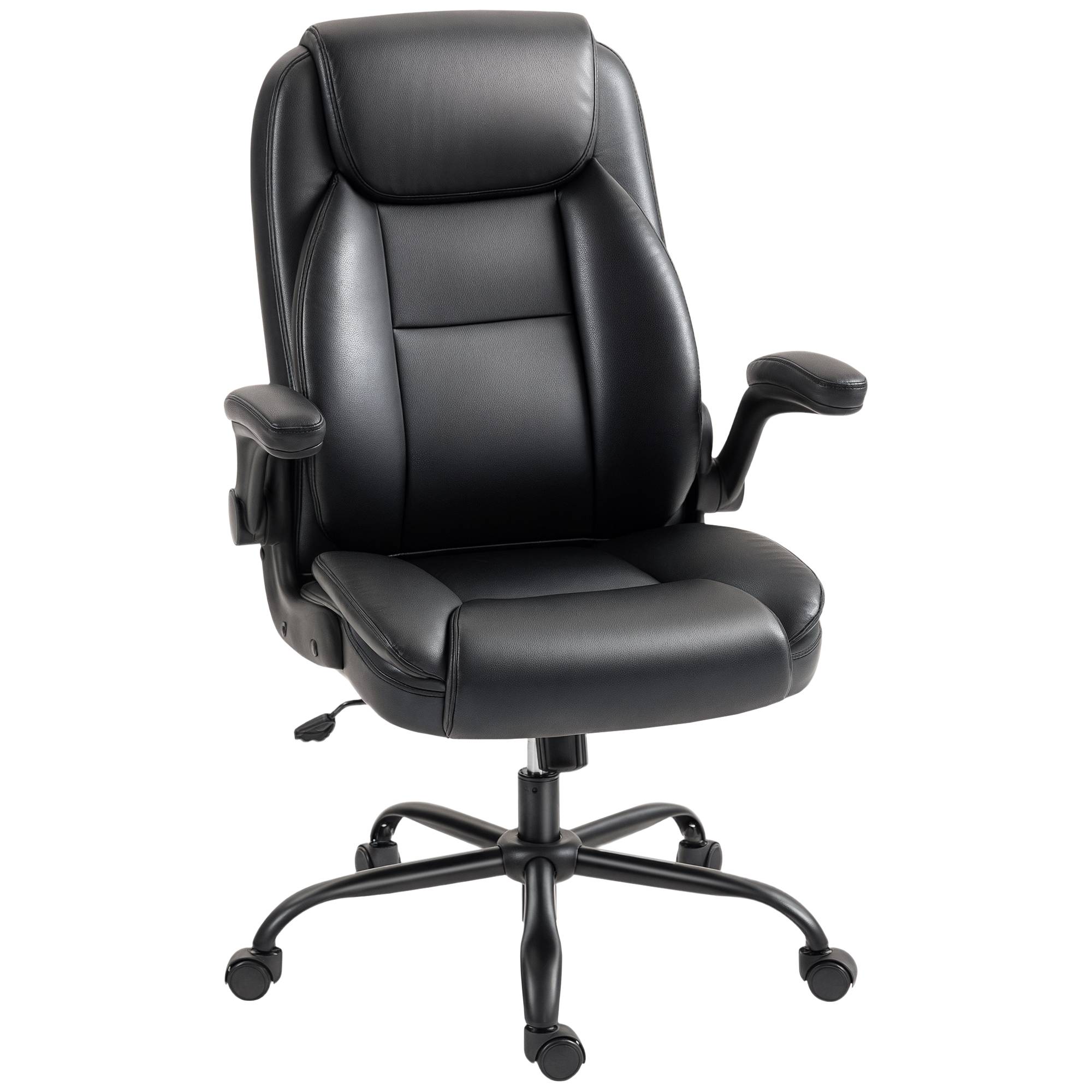 Sans Marque - Fauteuil de bureau avec accoudoirs relevables, chaise de bureau ergonomique, hauteur réglable, fonction de bascule, noir - Image 1