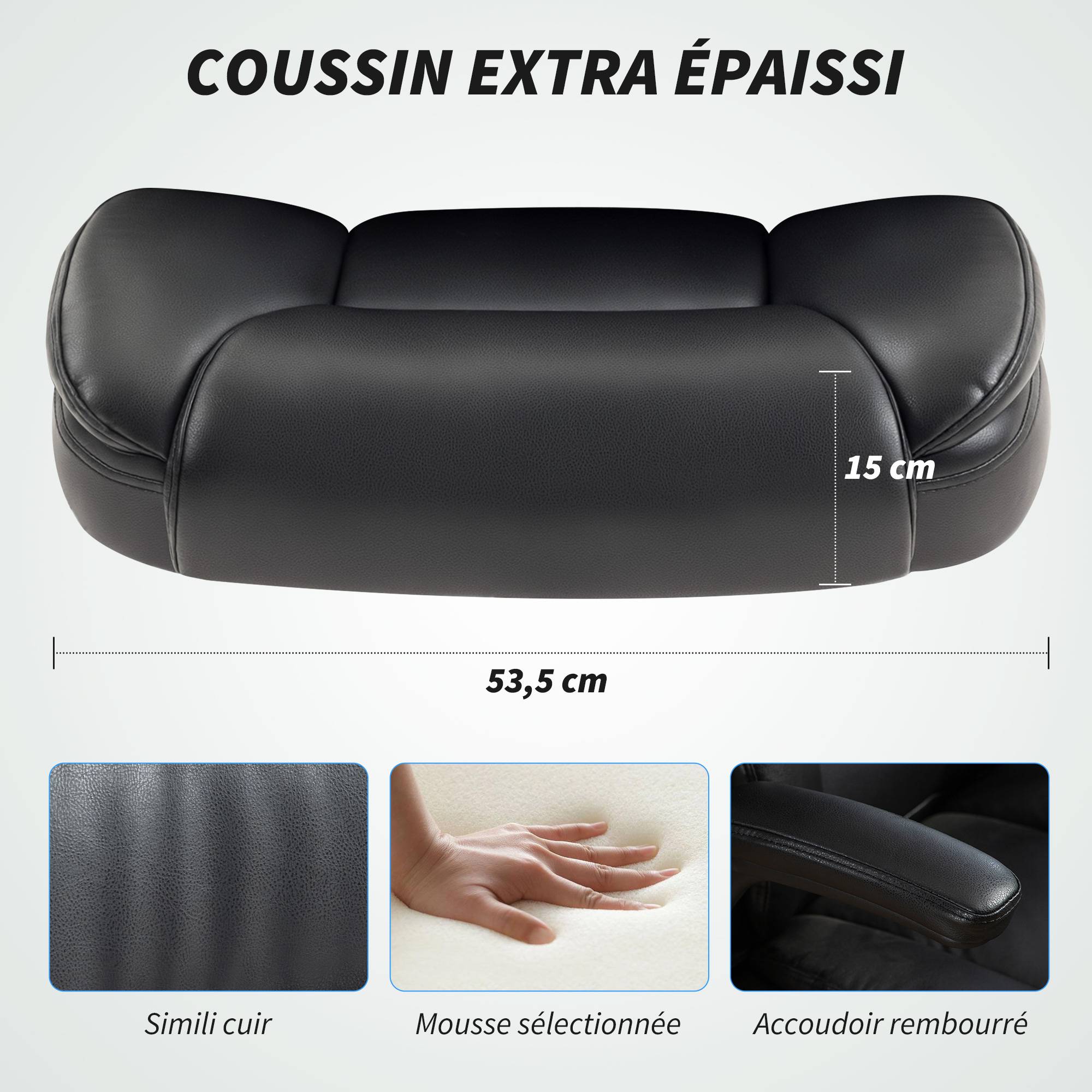 Sans Marque - Fauteuil de bureau avec accoudoirs relevables, chaise de bureau ergonomique, hauteur réglable, fonction de bascule, noir - Image 7