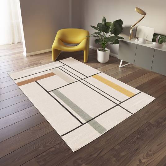 Decoweb - Tapis de salon motif graphique - Urban - Beige - 120 x 170 cm - Decoweb - Image 2