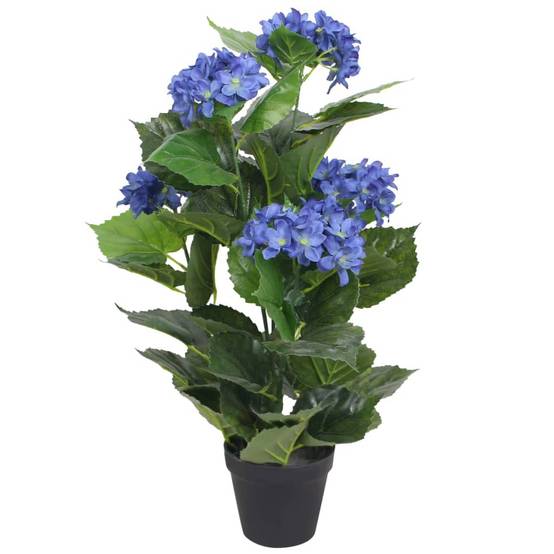 Plante artificielle hortensia polyester bleu 30 x 30 x 60 cm - PANGIVO - Image 1