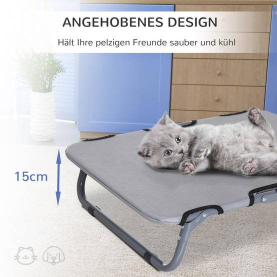 Lit de camp pour chien extérieur pliable 59 x 46 x 15 cm acier tissu oxford 600D gris - PANGIVO - Image 4