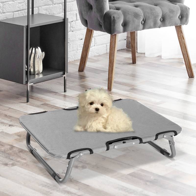 Lit de camp pour chien extérieur pliable 59 x 46 x 15 cm acier tissu oxford 600D gris - PANGIVO - Image 2