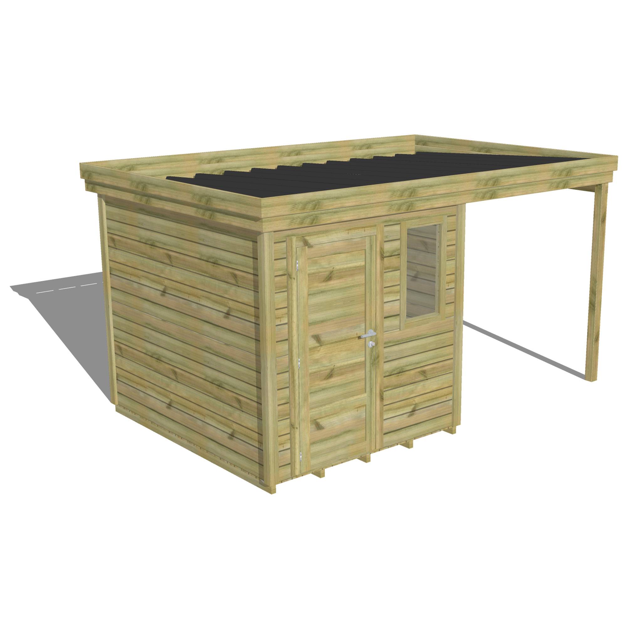 ABRI DE JARDIN bois  autoclave 27mm - 4,14x2,64m / 11m2 - Bac acier - Plancher bois - Image 1