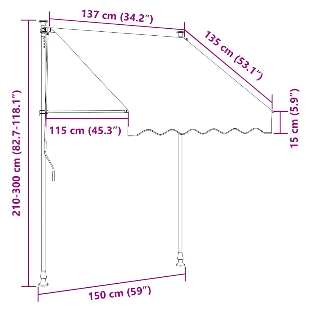 Store banne | Auvent manuel rétractable 150 cm Crème Maison Chic - Image 8