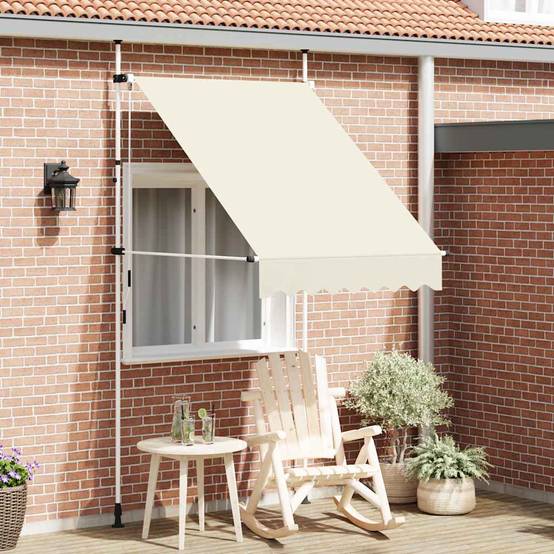 Store banne | Auvent manuel rétractable 150 cm Crème Maison Chic - Image 2