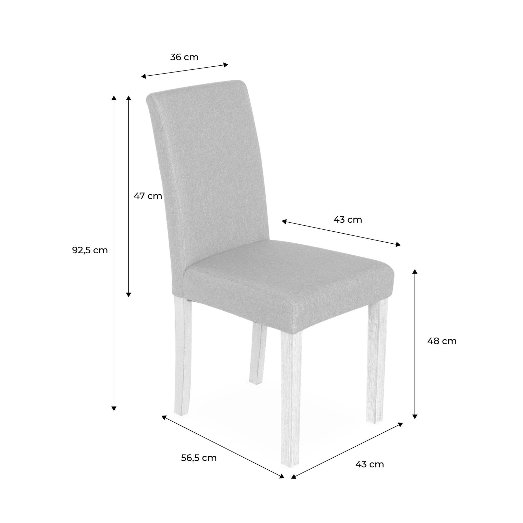 Lot de 4 chaises - Rita - chaises en tissu. pieds en bois cérusé. écru | sweeek - Image 4
