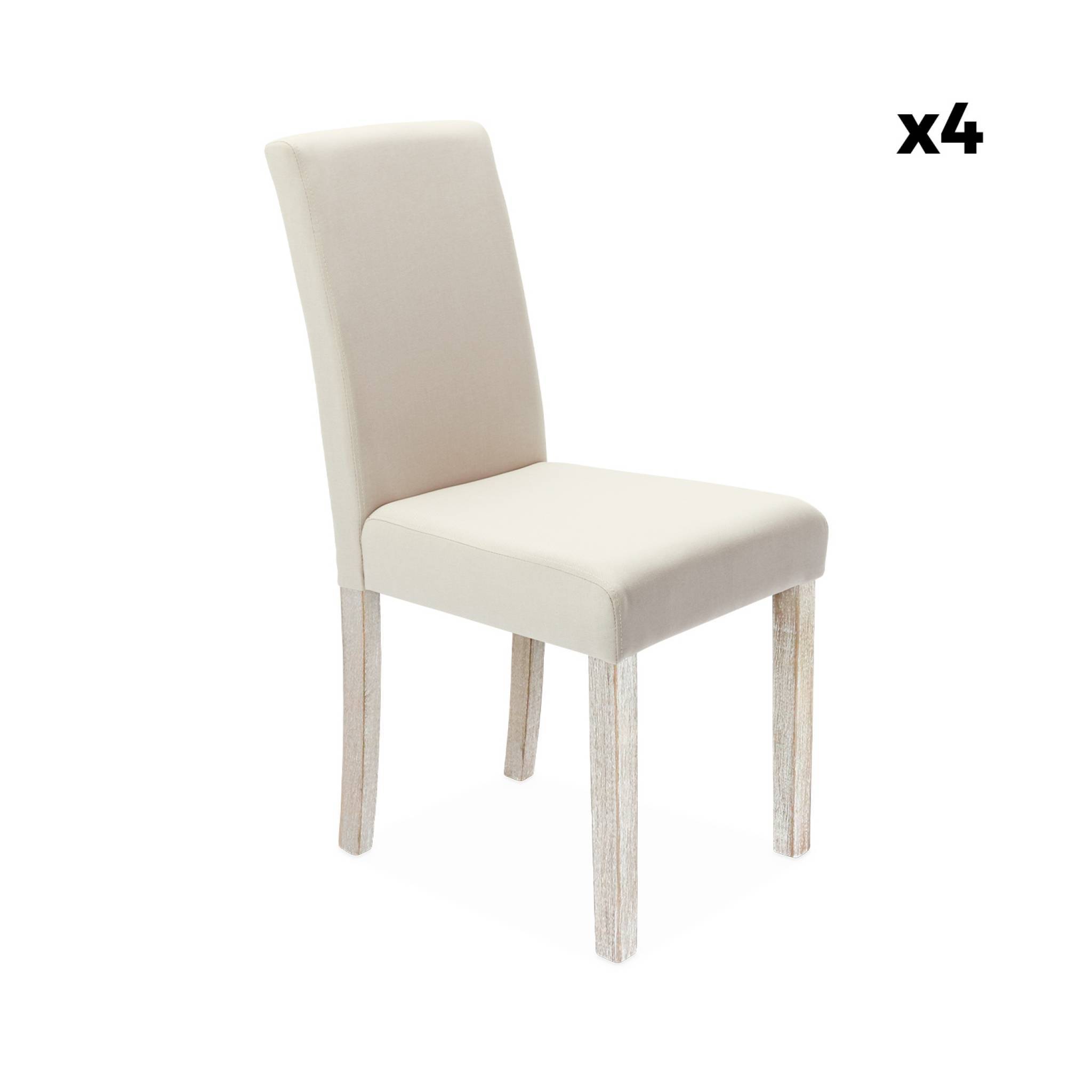 Lot de 4 chaises - Rita - chaises en tissu. pieds en bois cérusé. écru | sweeek - Image 7