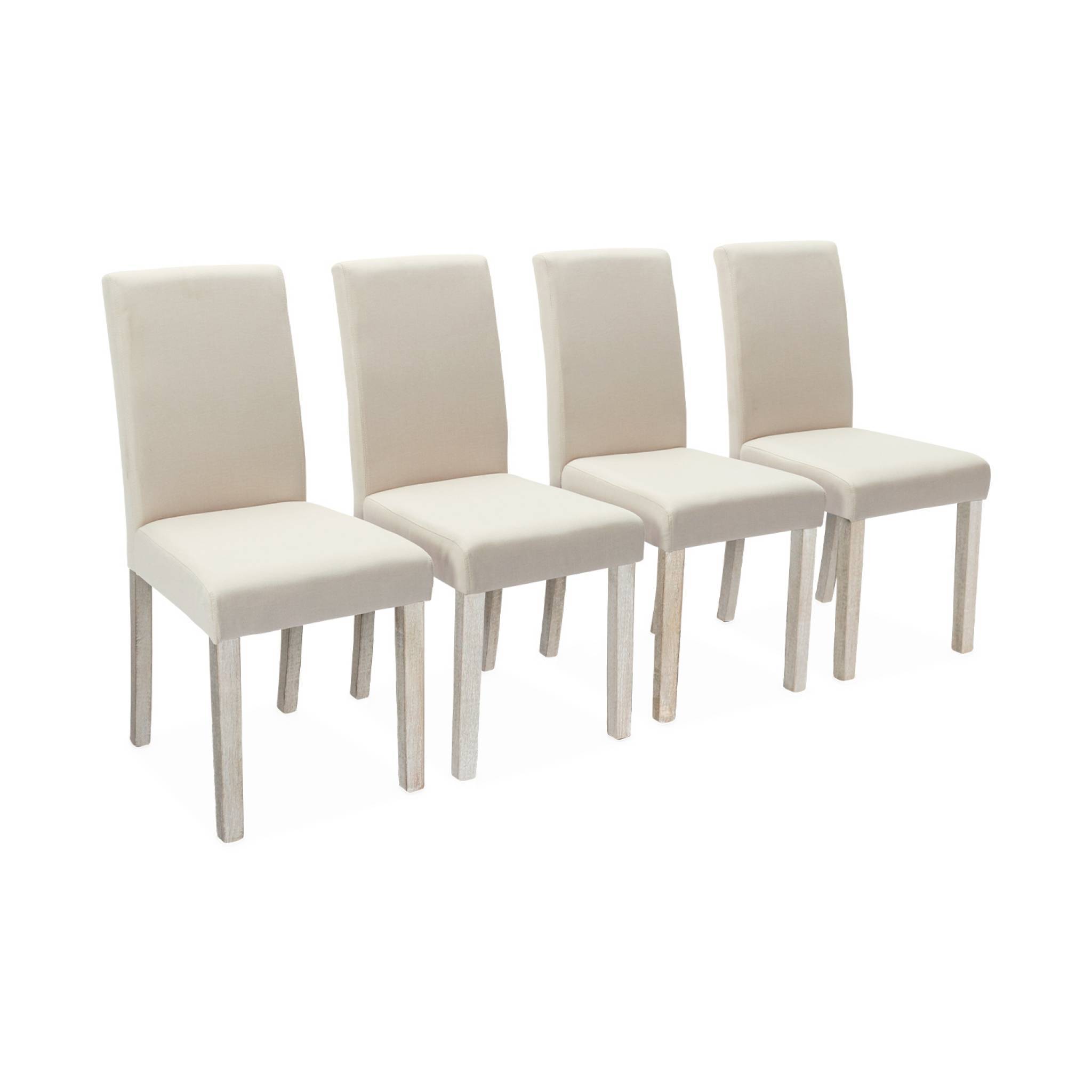 Lot de 4 chaises - Rita - chaises en tissu. pieds en bois cérusé. écru | sweeek - Image 2