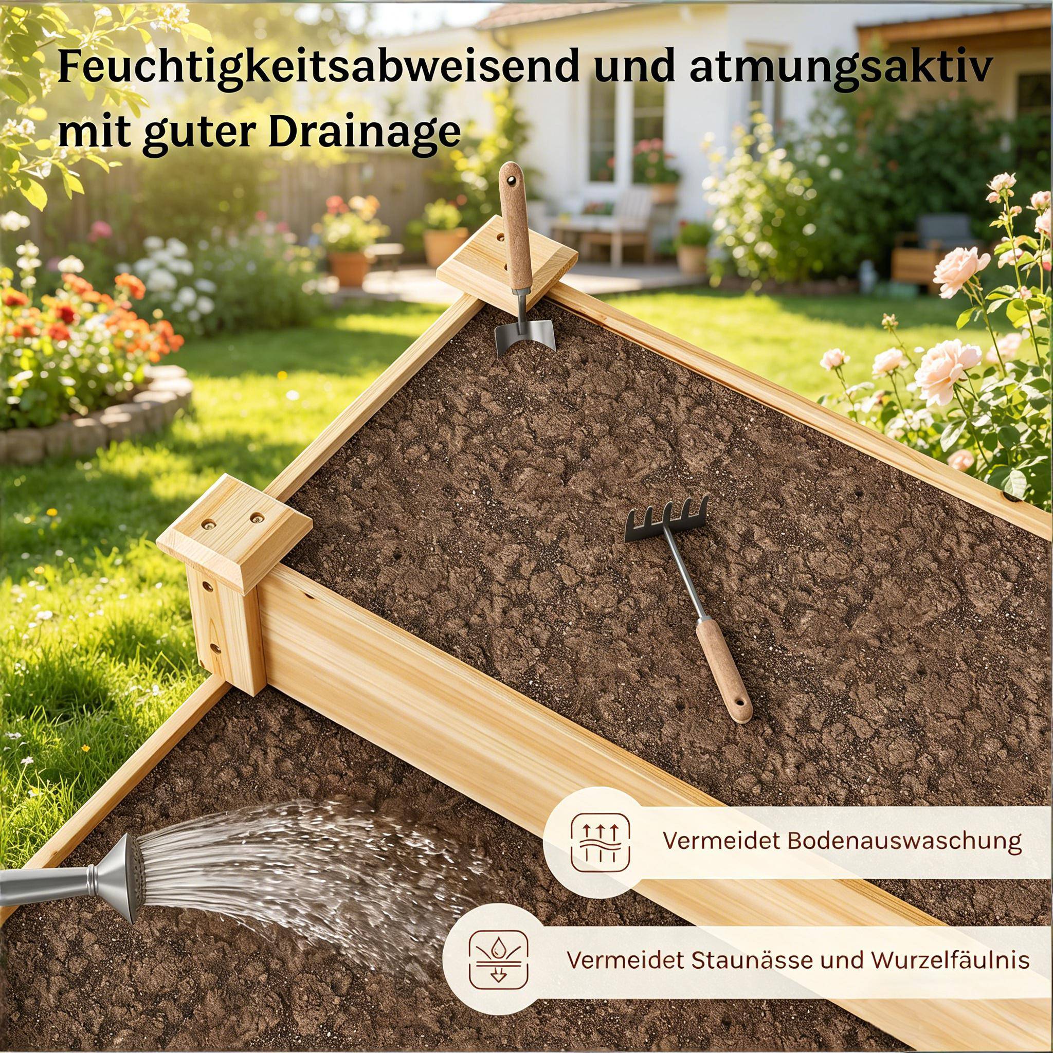Carré potager bois massif 3 niveaux en escalier pour jardin 92x92x35 cm naturel - ComfortXL Outdoor Living - Image 8