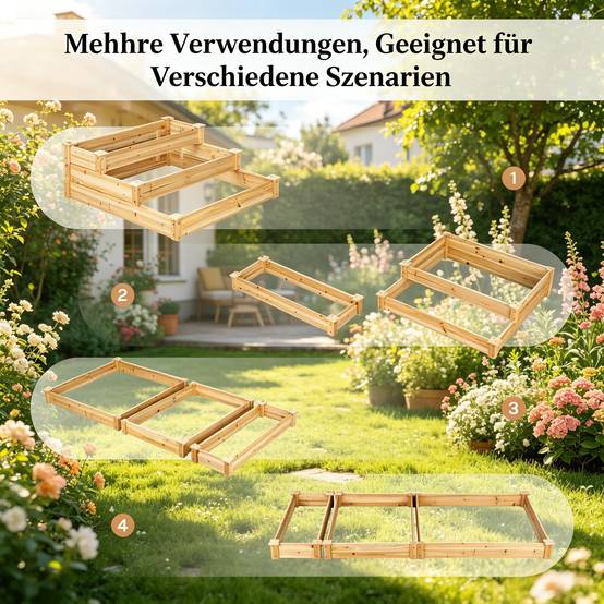 Carré potager bois massif 3 niveaux en escalier pour jardin 92x92x35 cm naturel - ComfortXL Outdoor Living - Image 7
