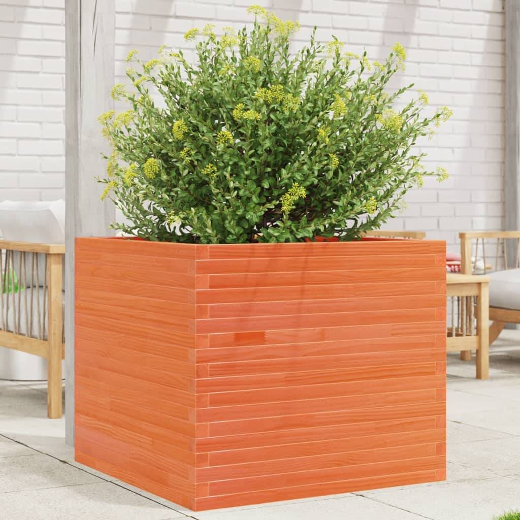 Jardinière | Pot de fleurs | Cache-pot | Bac à fleurs cire marron 80x80x68,5 cm bois de pin massif - Image 2