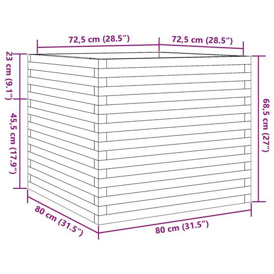 Jardinière | Pot de fleurs | Cache-pot | Bac à fleurs cire marron 80x80x68,5 cm bois de pin massif - Image 10