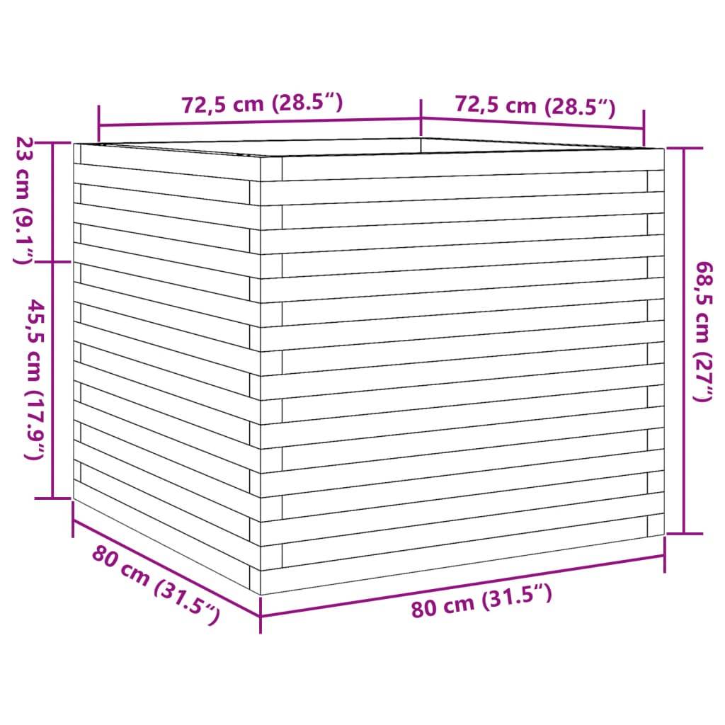 Jardinière | Pot de fleurs | Cache-pot | Bac à fleurs cire marron 80x80x68,5 cm bois de pin massif - Image 10