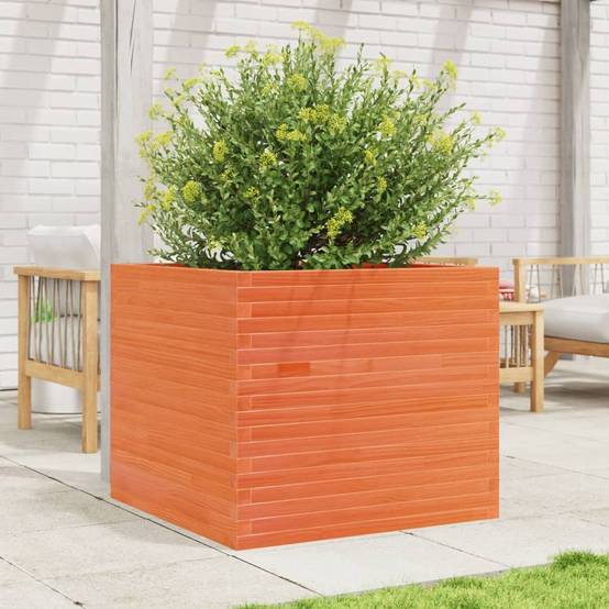 Jardinière | Pot de fleurs | Cache-pot | Bac à fleurs cire marron 80x80x68,5 cm bois de pin massif - Image 3