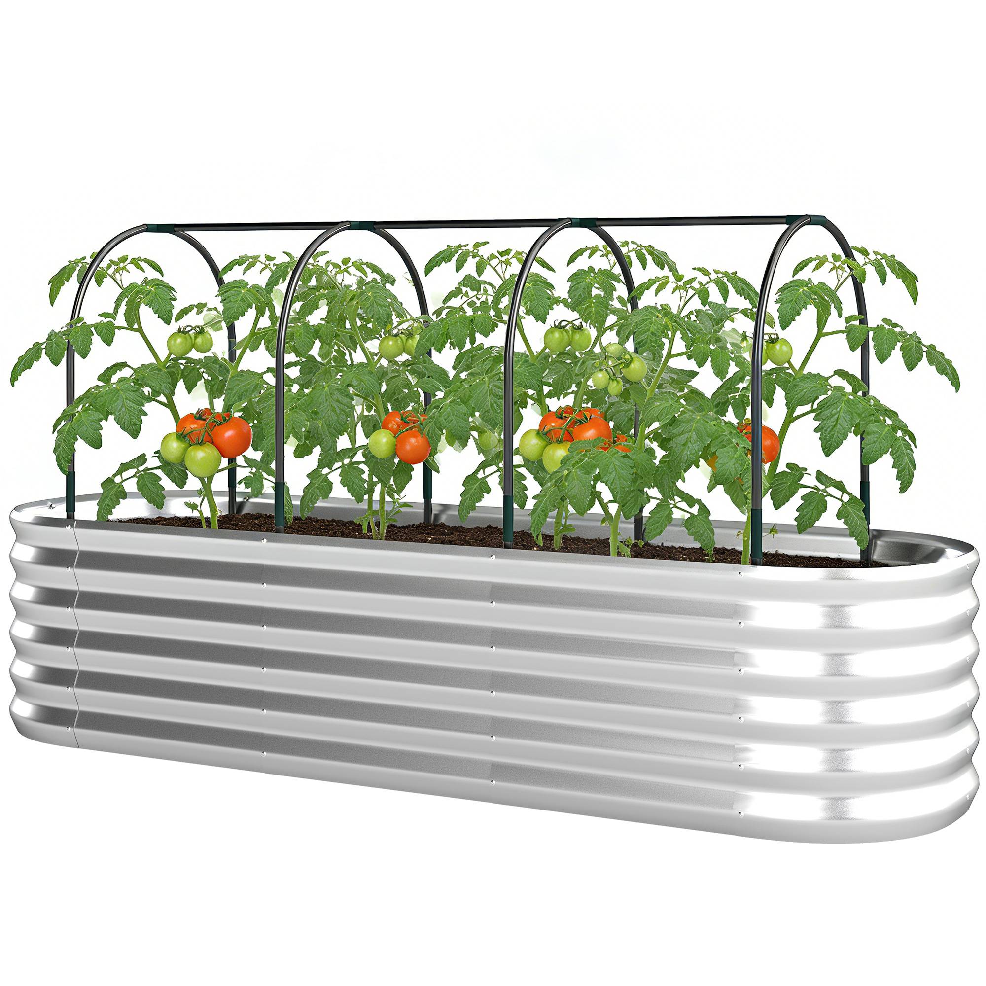 Carré potager surélevé acier avec serre et treillis jardin 200x60x103cm - ComfortXL Outdoor Living - Image 2