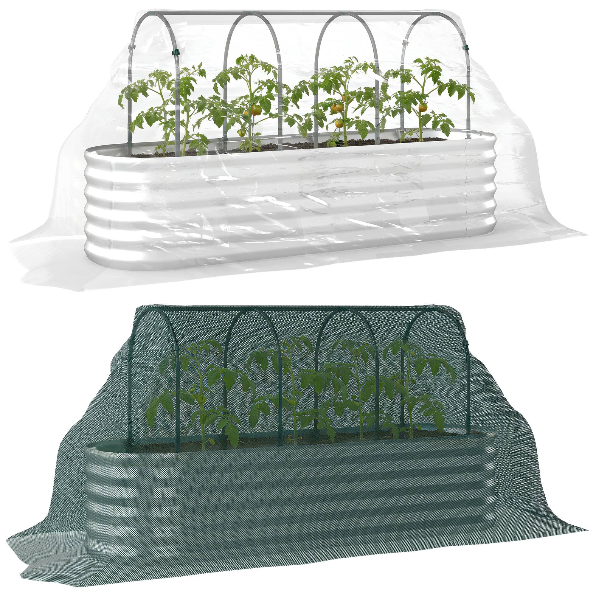 Carré potager surélevé acier avec serre et treillis jardin 200x60x103cm - ComfortXL Outdoor Living - Image 1