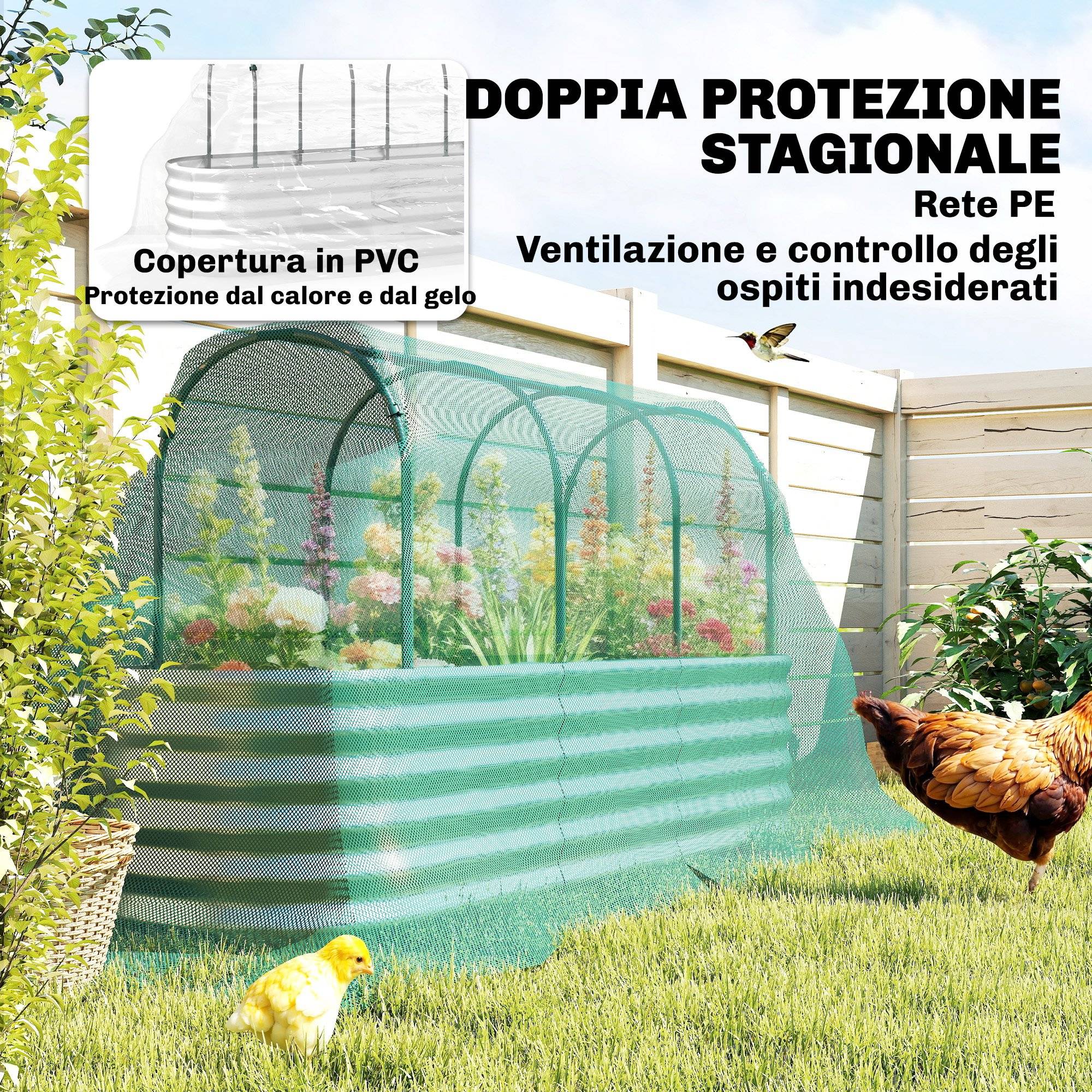 Carré potager surélevé acier avec serre et treillis jardin 200x60x103cm - ComfortXL Outdoor Living - Image 7