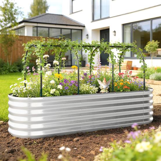 Carré potager surélevé acier avec serre et treillis jardin 200x60x103cm - ComfortXL Outdoor Living - Image 3