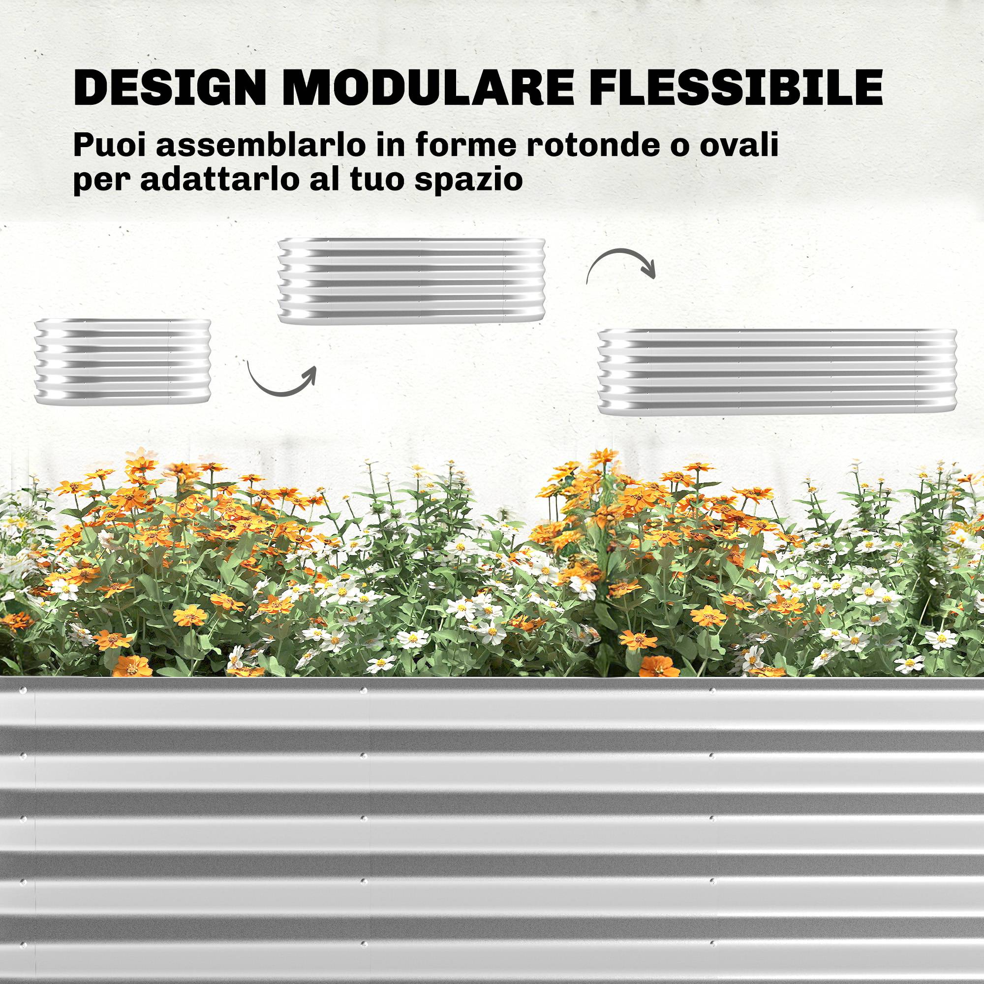 Carré potager surélevé acier avec serre et treillis jardin 200x60x103cm - ComfortXL Outdoor Living - Image 9