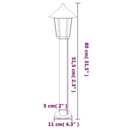 3 pcs Lampadaires de jardin - Lampadaires d'extérieur noir 80 cm acier inoxydable - Image 7