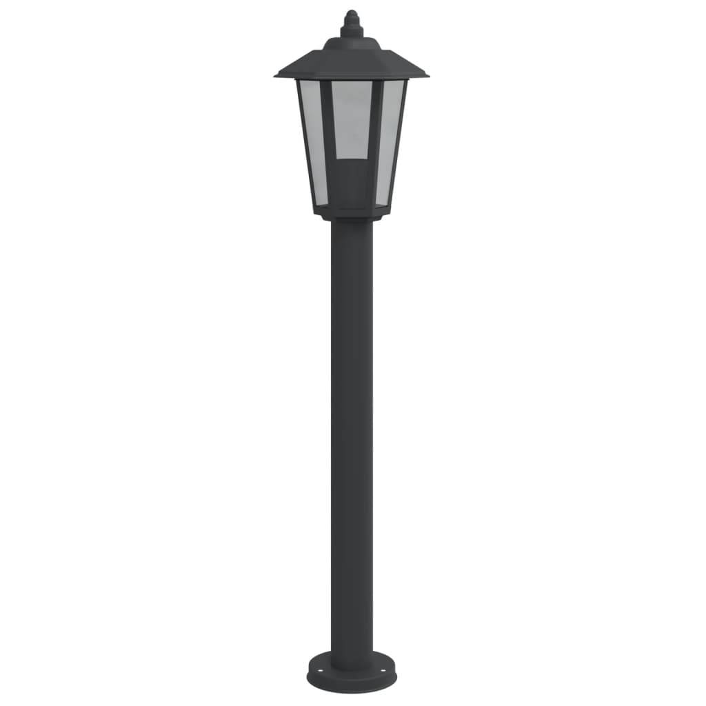 3 pcs Lampadaires de jardin - Lampadaires d'extérieur noir 80 cm acier inoxydable - Image 4