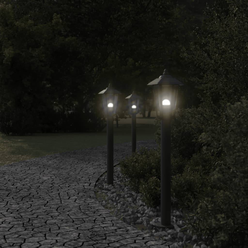 3 pcs Lampadaires de jardin - Lampadaires d'extérieur noir 80 cm acier inoxydable - Image 3