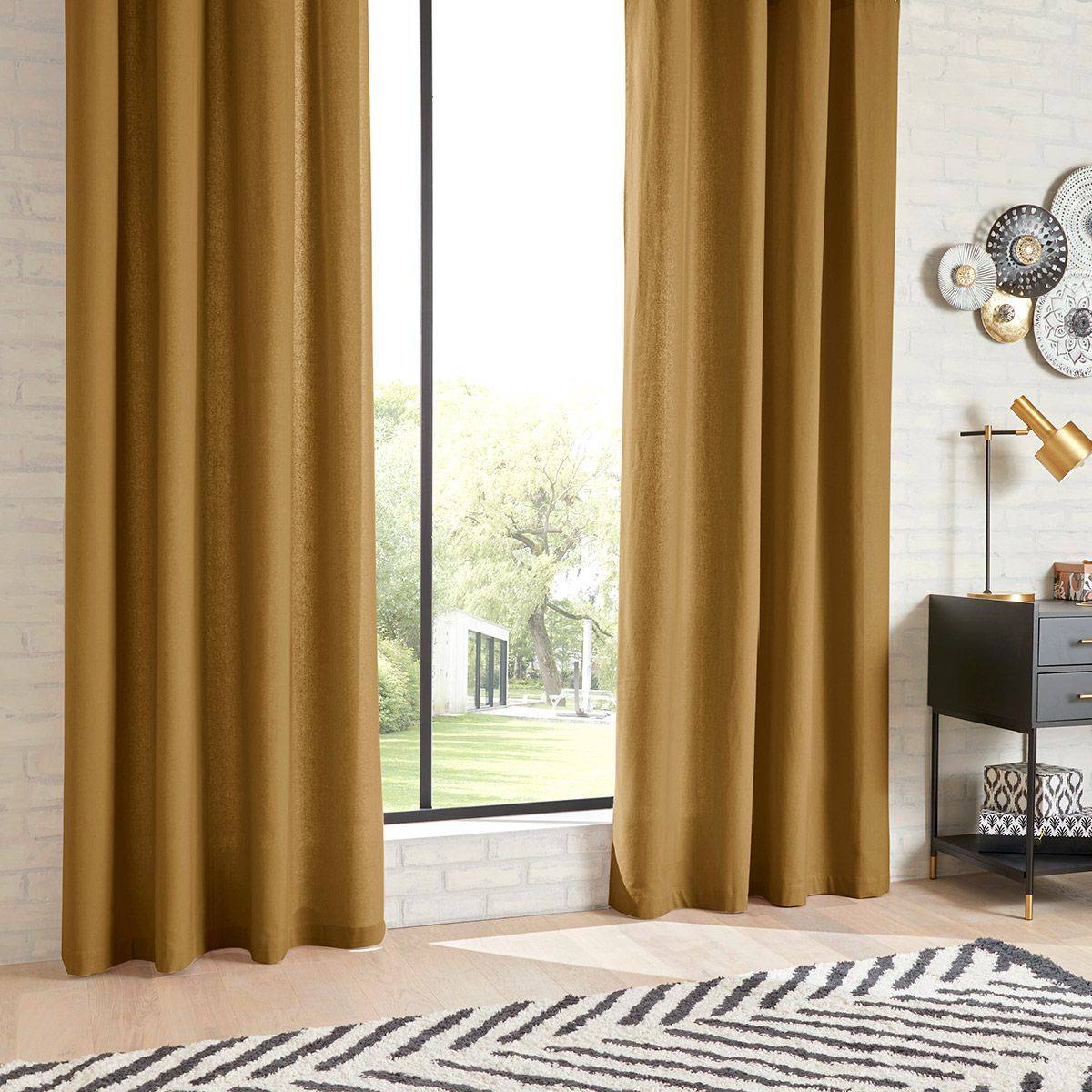 Atmosphera - Rideau à œillets en Coton Marron Caramel 135 x 240 cm - Image 2