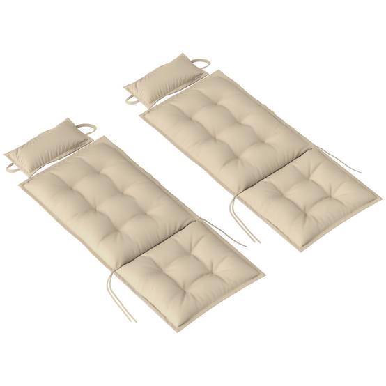 Lot de 2 coussins pour transats, déperlants, pour transats de jardin, 50 x 116 x 5 cm, beige - Image 2