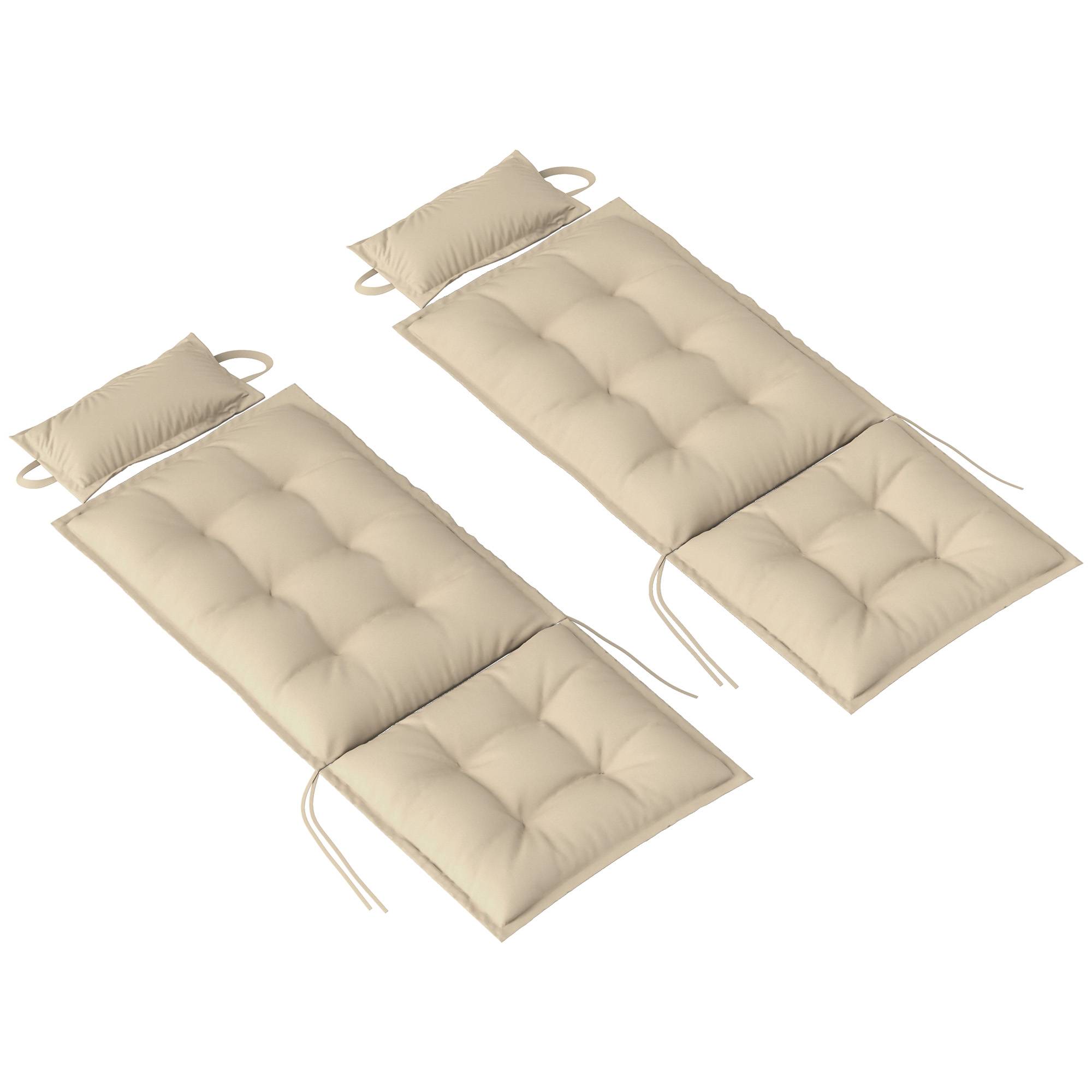 Lot de 2 coussins pour transats, déperlants, pour transats de jardin, 50 x 116 x 5 cm, beige - Image 2