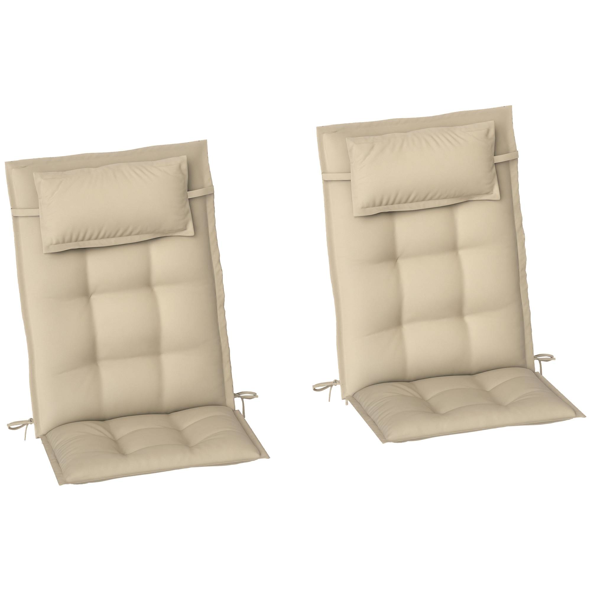 Lot de 2 coussins pour transats, déperlants, pour transats de jardin, 50 x 116 x 5 cm, beige - Image 1