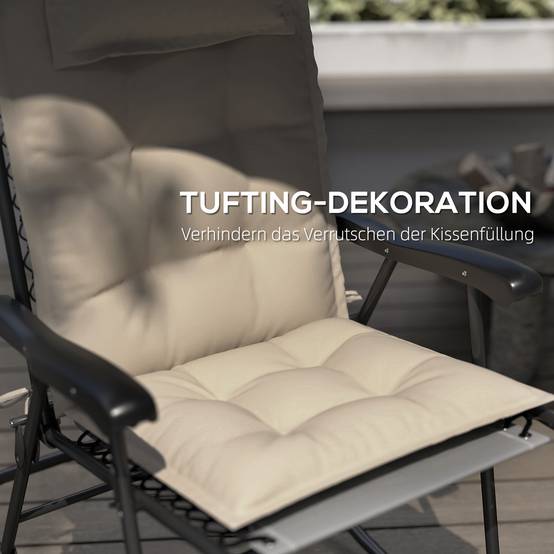 Lot de 2 coussins pour transats, déperlants, pour transats de jardin, 50 x 116 x 5 cm, beige - Image 8