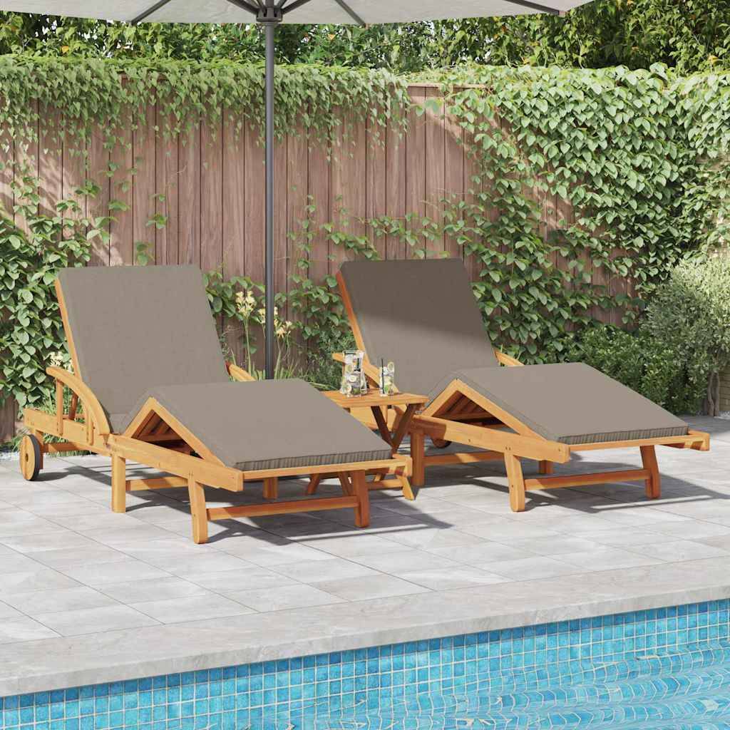 PANGIVO - Transat bois acacia massif taupe 200 x 67 x 84 cm, Poids :48.8kg - PANGIVO - Image 1