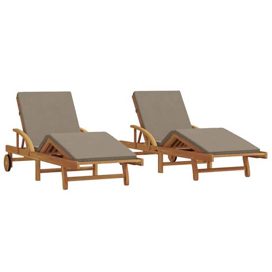 PANGIVO - Transat bois acacia massif taupe 200 x 67 x 84 cm, Poids :48.8kg - PANGIVO - Image 2