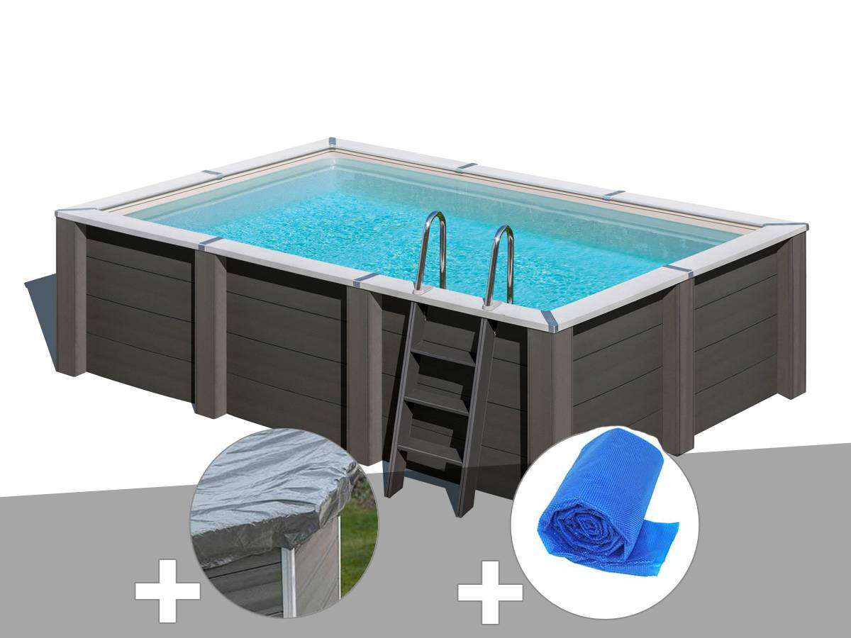 Gré - Kit piscine composite Gré Avant-Garde rectangulaire 4,66 x 3,26 x 1,24 m + Bâche de protection + Bâche à bulles - Image 1