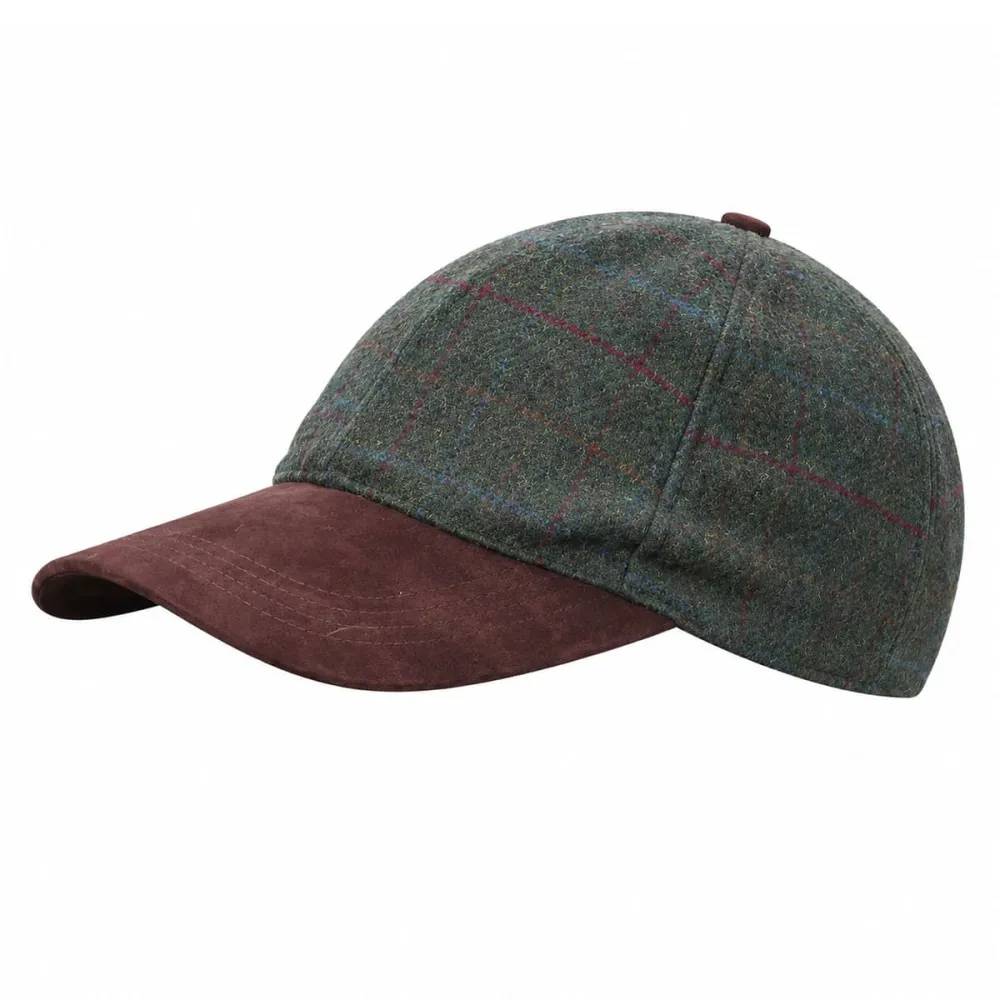 Casquette à carreaux réglable laine polyester kaki marron T58 - Image 5