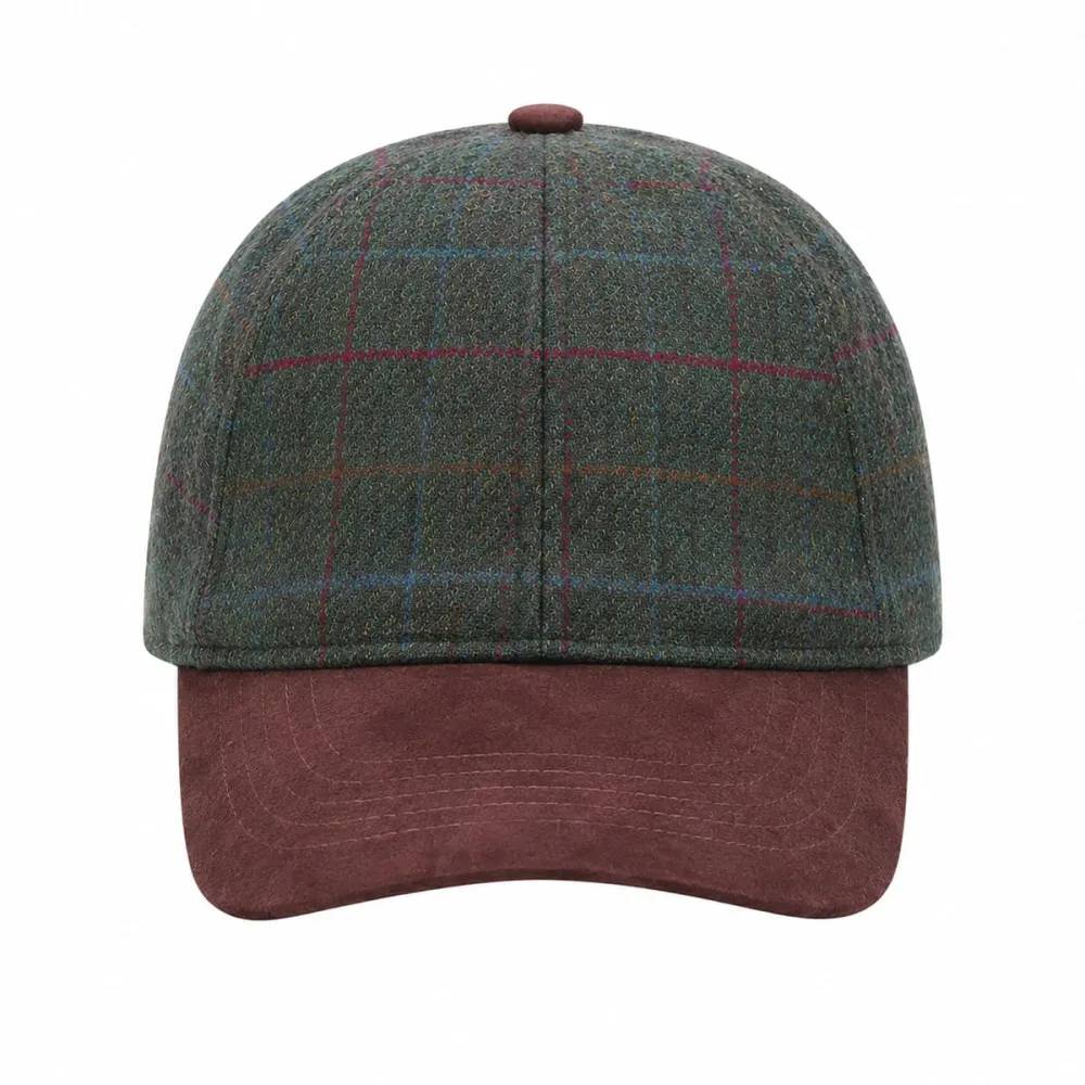 Casquette à carreaux réglable laine polyester kaki marron T58 - Image 6