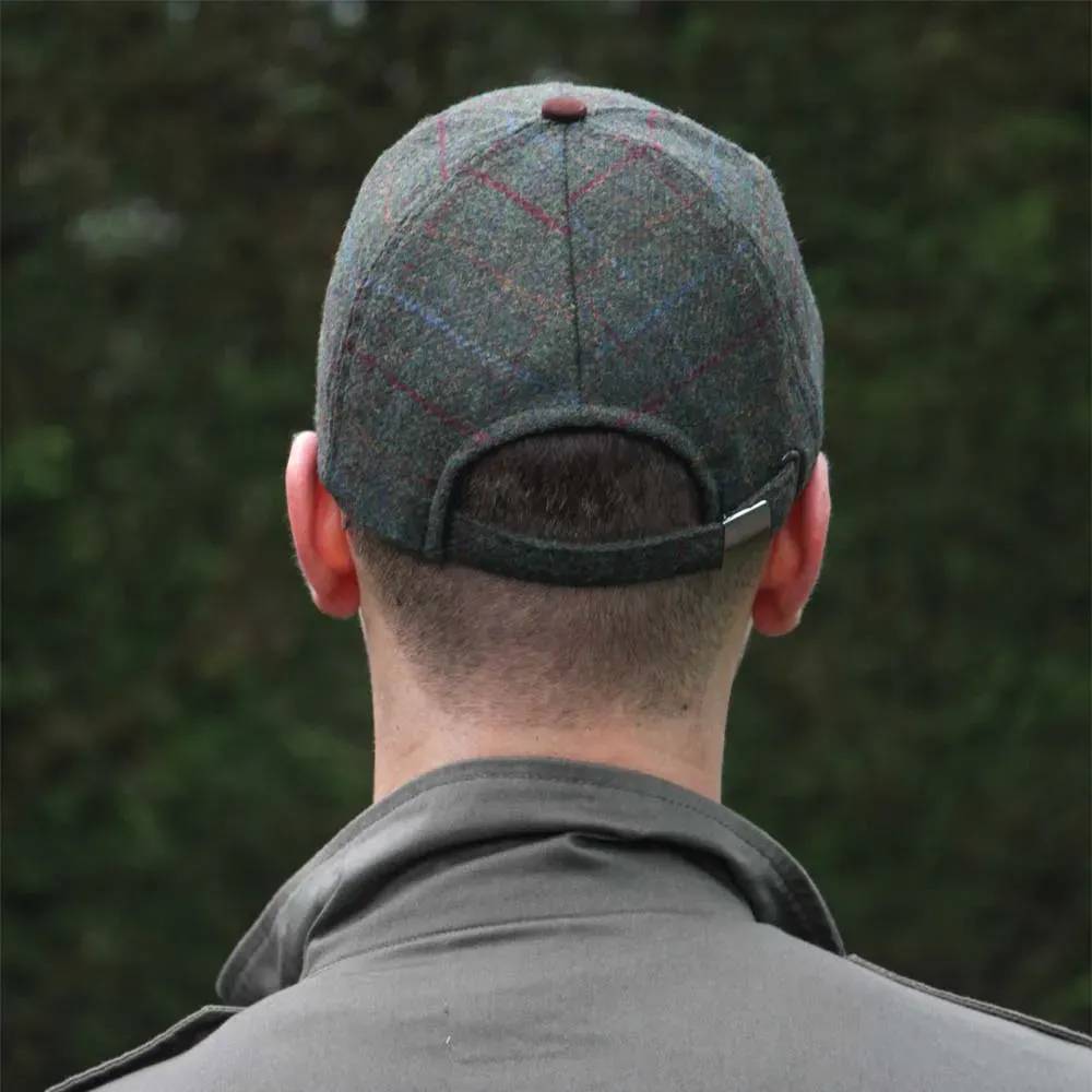 Casquette à carreaux réglable laine polyester kaki marron T58 - Image 2