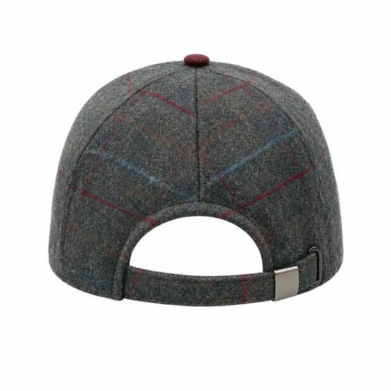 Casquette à carreaux réglable laine polyester kaki marron T58 - Image 8