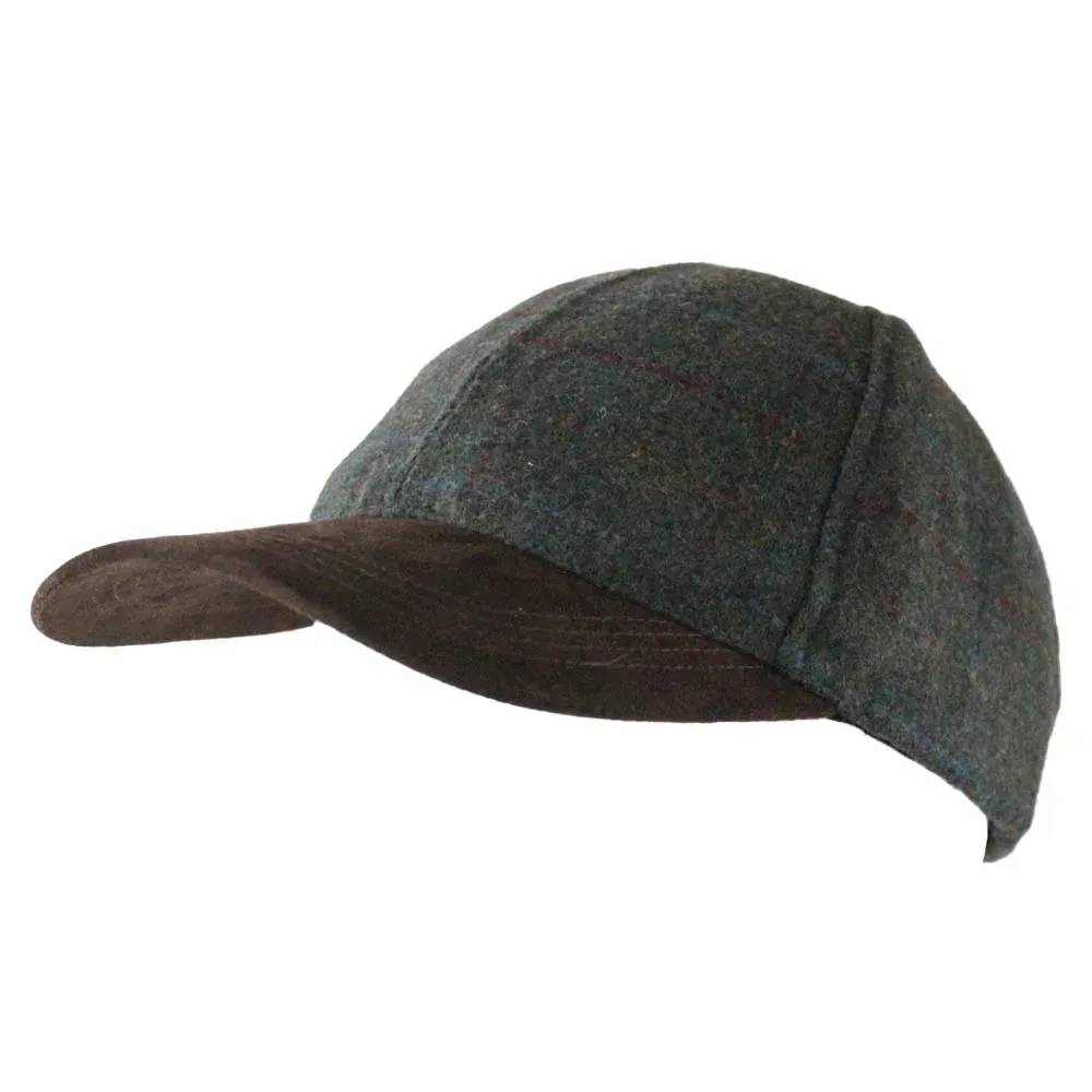 Casquette à carreaux réglable laine polyester kaki marron T58 - Image 1