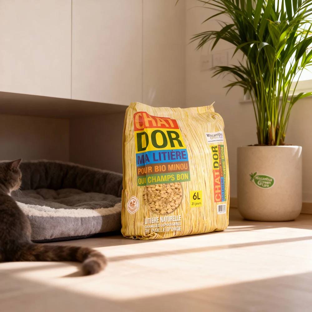 Autre - Litière Végétale en Paille d'Orge pour Chat - Chat d'Or® (1 Sac de 6L) - Image 4