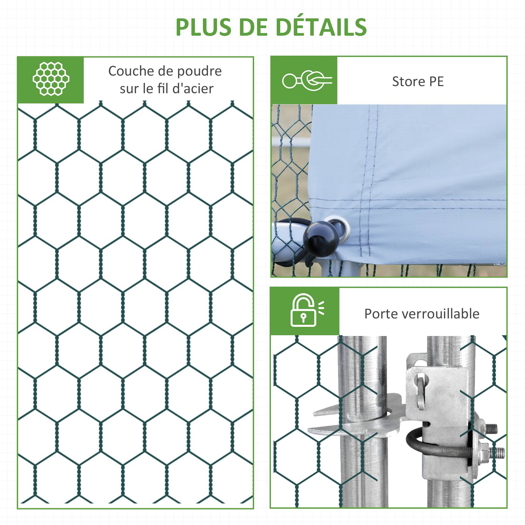 Volière pour volailles acier galvanisé gris 600 x 300 x 200 cm - PANGIVO - Image 9