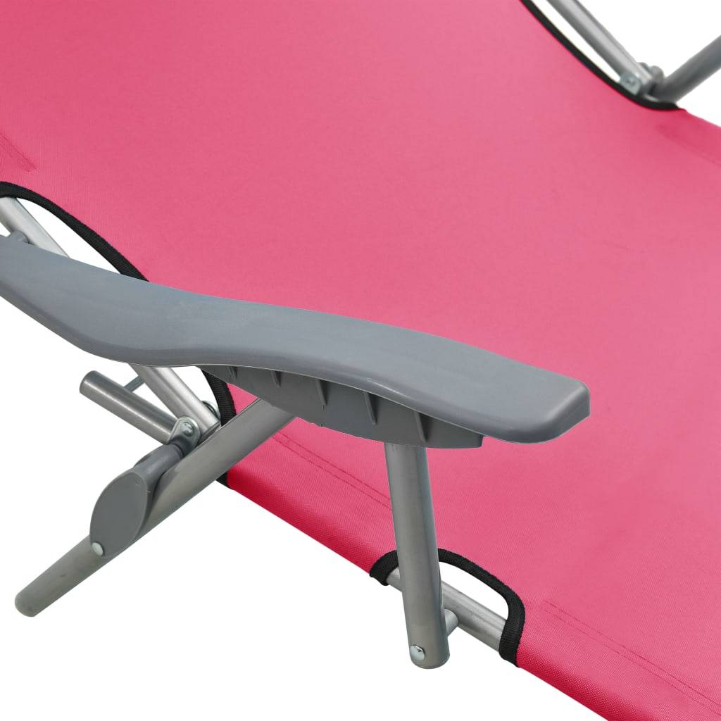 Maison Chic - Bain de soleil - Transat - Chaise longue avec auvent acier rose - MEUBLE PRO - Image 5