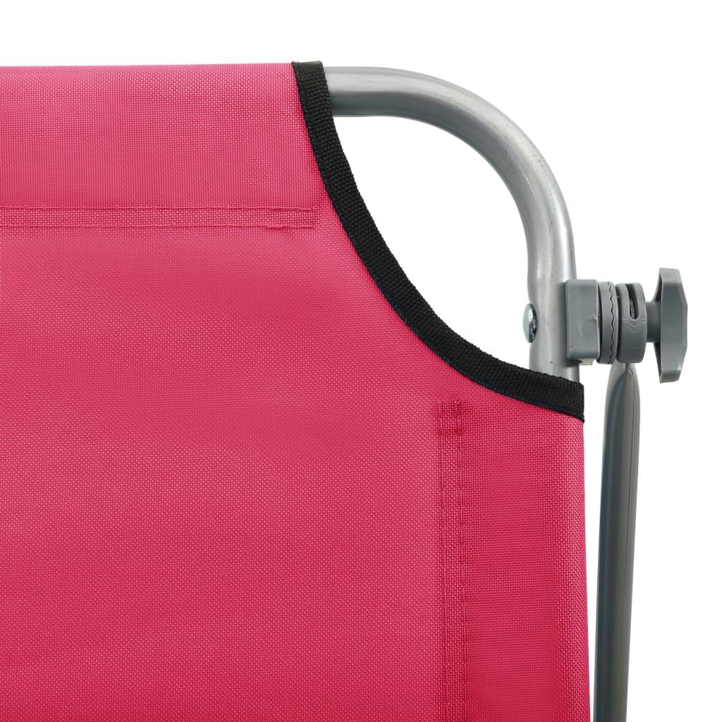 Maison Chic - Bain de soleil - Transat - Chaise longue avec auvent acier rose - MEUBLE PRO - Image 6