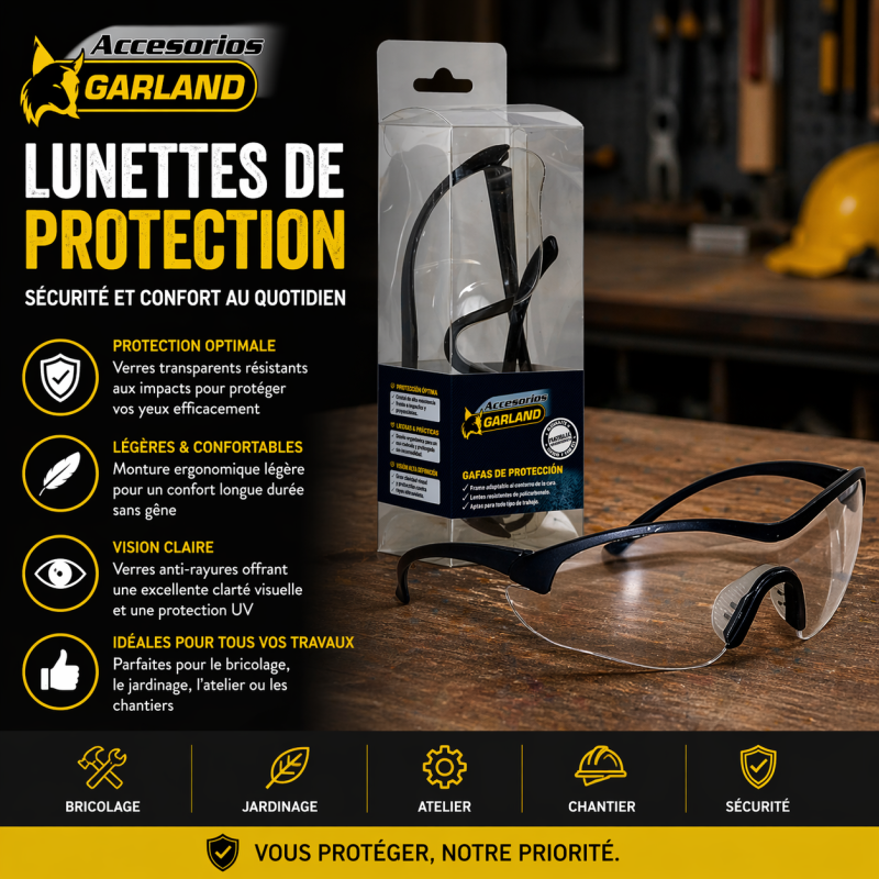 Lunettes de protection Garland anti-buée - Norme CE EN166 - Taille - Universelle - Image 2