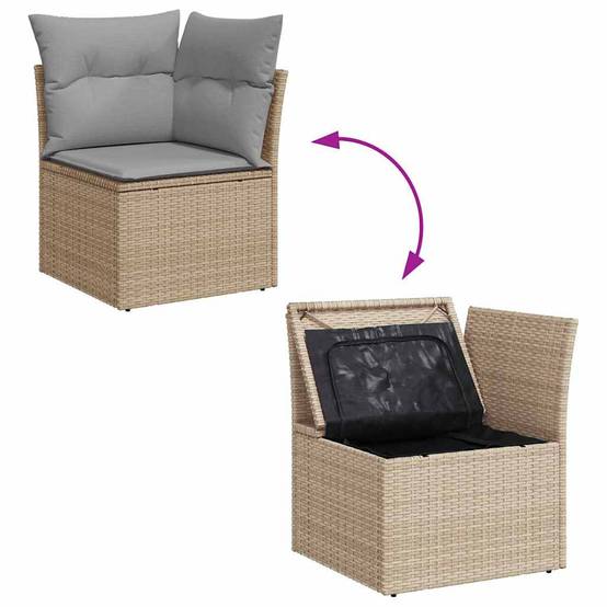 Set de Canapés Terrasse 10 pcs Polyrotin Durable avec Table et Housse Rangement Beige et Gris Clair – ComfortXL Outdoor Living - Image 5