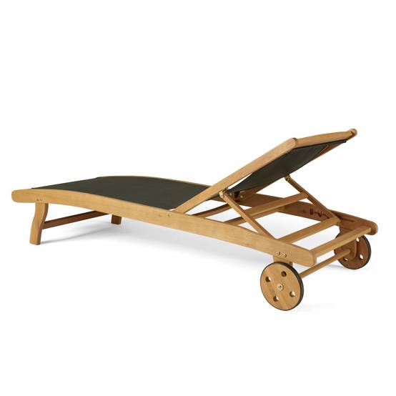 Oviala - Lot de 2 bains de soleil en bois inclinable avec roues noir Aubagne - Oviala - Image 5